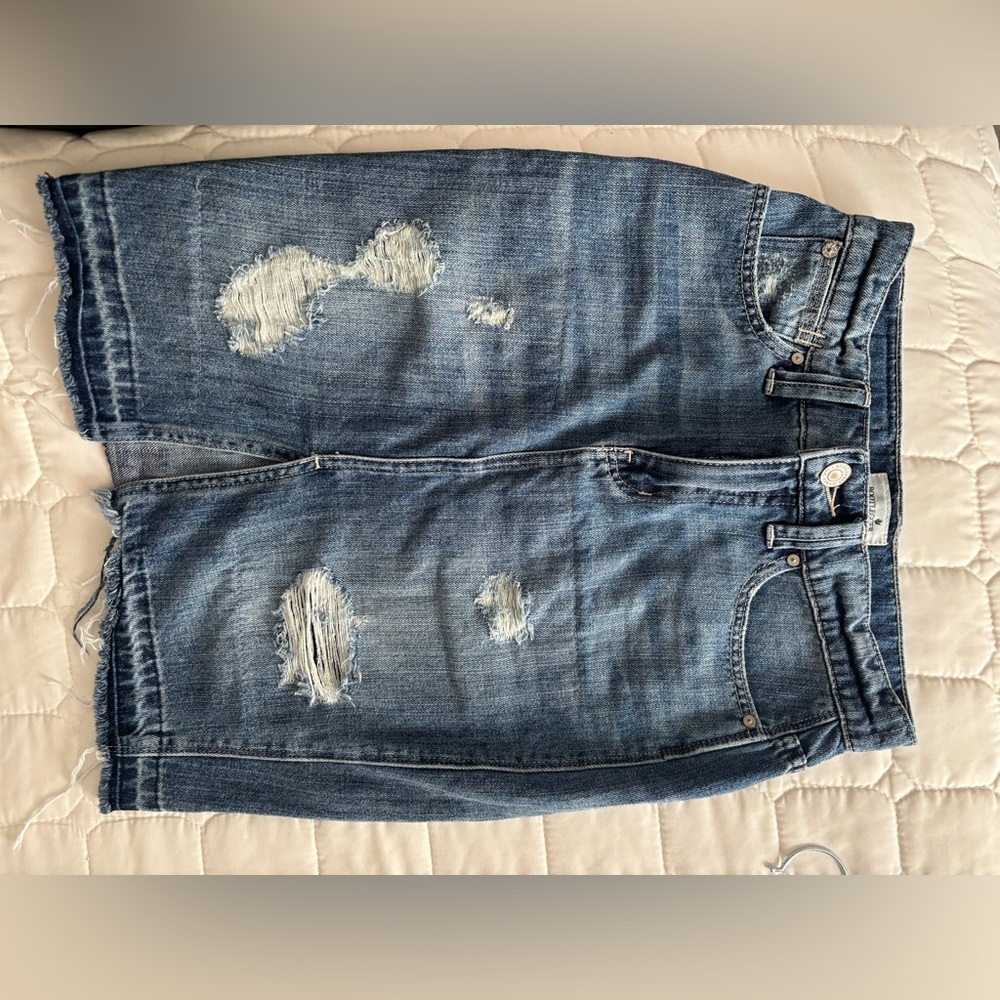 Distressed Denim Skirt